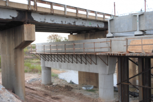 New substructures constructed while existing bridge remained in service
